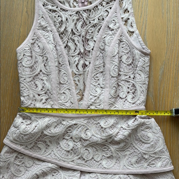 BCBGMaxAzria Hannah Lace Layered Mini Dress in Pink Mauve Lavendar shade - Picture 2 of 11